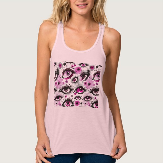 Glam Watercolor Eyes und Long Lashes Tank Top (Vorderseite)
