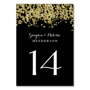 Glam Wedding Tischnummer   Chic Black and Gold