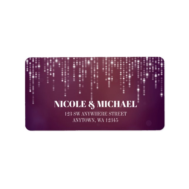 Glam White Fairy Lights lila rosa Buche Adressaufkleber (Vorne)