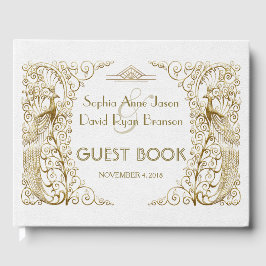 Glam White Gold Art Deco Gästebuch