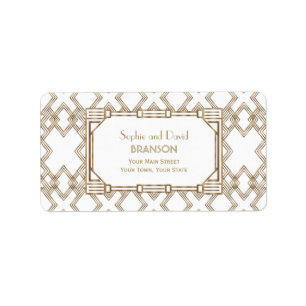 Glam White Gold Great Gatsby Wedding Adressaufkleber
