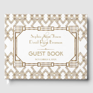Glam White Gold Great Gatsby Wedding Gästebuch