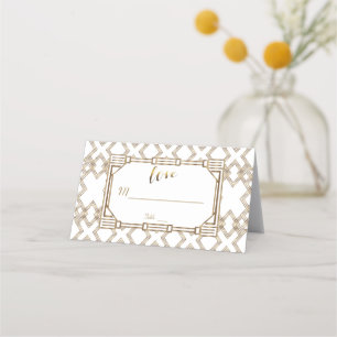 Glam White Gold Great Gatsby Wedding Platzkarte