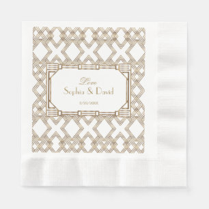 Glam White Gold Great Gatsby Wedding Serviette