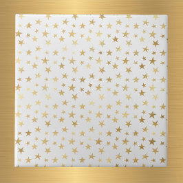 Glam White Gold Stars Fliese