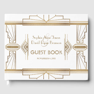 Glam White Roaring 20's Great Gatsby 1920s Hochzei Gästebuch