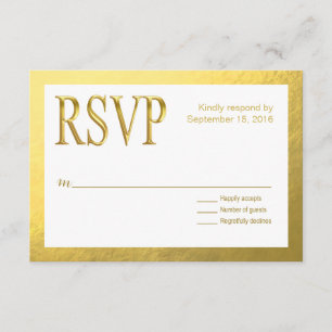 Glam White UAWG mit Gold Nugget Imitats Foil Kontu RSVP Karte