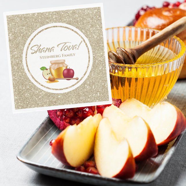 Glam White und Gold Juden Hebrew Rosh Hashanah Serviette (Von Creator hochgeladen)