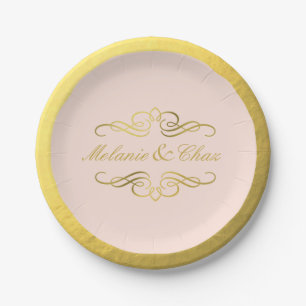Glam Wirbel Blüh Gold Foil Wedding Rosa Pappteller