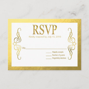 Glam Wirbel Geblüht Gold Foil UAWG Goldweiß RSVP Karte