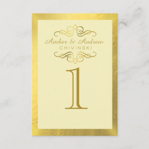 Glam Wirblen Geblüht Gold Foil Table Cards Elfenb Einladung