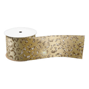 Glam Yellow Glitzer Leopard Satinband