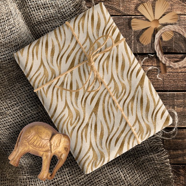 Glam Zebra Streifen Muster Safari Gold ID1151 Geschenkpapier (Von Creator hochgeladen)