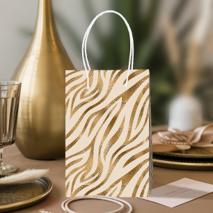 Glam Zebra Streifen Muster Safari Gold ID1151 Mittlere Geschenktüte
