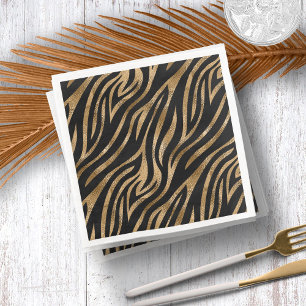 Glam Zebra Streifen Muster Schwarze Gold ID1151 Serviette