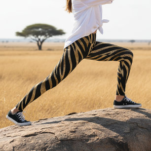 Glam Zebrastreifen Muster Schwarz Gold ID1151 Leggings