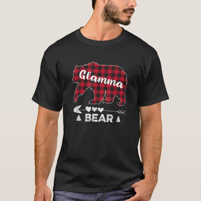 Glamma Bear Weihnachten Rotes Buffalo Kariert Matc T-Shirt (Vorderseite)