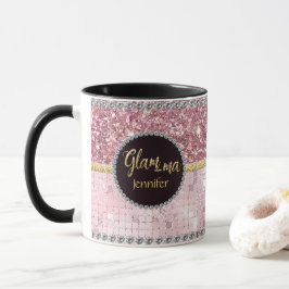 Glamma Glamma Rosa Glitzer Goldname Tasse