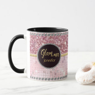 Glamma Glamma Rosa Glitzer Goldname Tasse