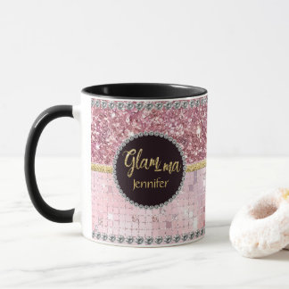 Glamma Glamma Rosa Glitzer Goldname Tasse