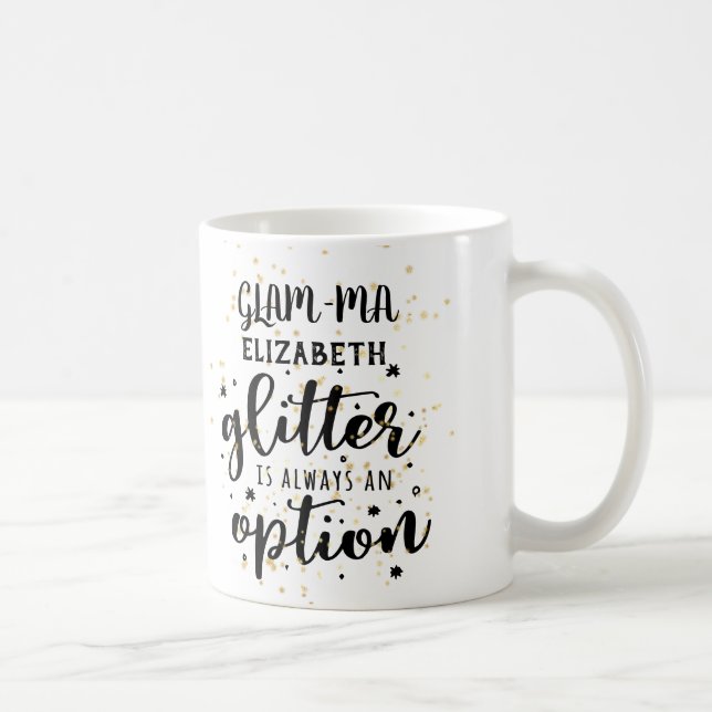 GLAMMA Glamour Oma Glitzer immer Option FUN Kaffeetasse (Rechts)