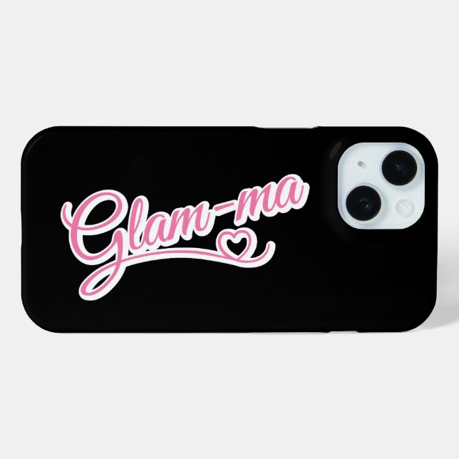 Glamma weiß/pink auf schwarz Case-Mate iPhone hülle (Rückseite (Horizontal))