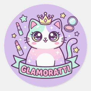Glamoratti Katze Runder Aufkleber