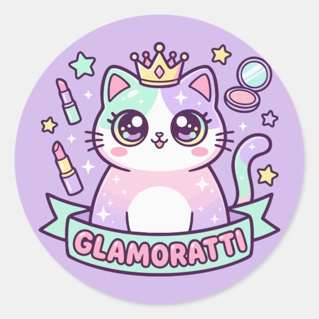 Glamoratti Katze Runder Aufkleber (Vorderseite)