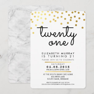 GLAMOROUS 21. Geburtstag Party INVITE Goldkonfetti Einladung