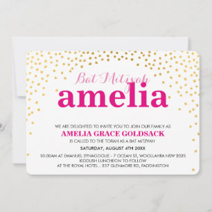 GLAMOROUS BAT MITZVAH rustikale Mini-Goldkonfetti Einladung