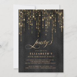 Glamorous Black and Gold Birthday Party Einladung