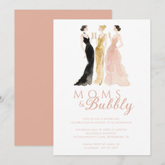 Glamorous Chic Pink Moms & Bubbly Brunch TMF26 Einladung