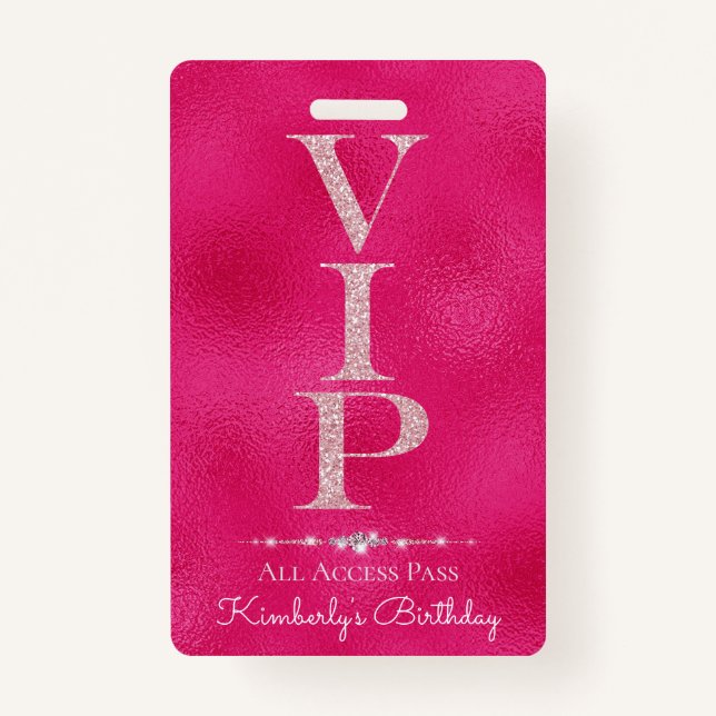 Glamorous Diamonds Pink Glitter VIP Loyalty Ausweis (Vorderseite)