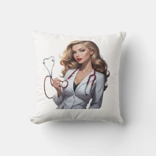Glamorous Doctor with Heart Stethoscope Kissen
