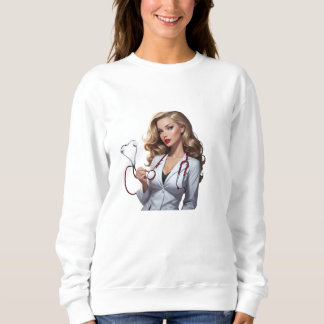 Glamorous Doctor with Heart Stethoscope Sweatshirt