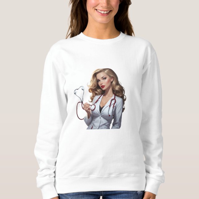 Glamorous Doctor with Heart Stethoscope Sweatshirt (Vorderseite)