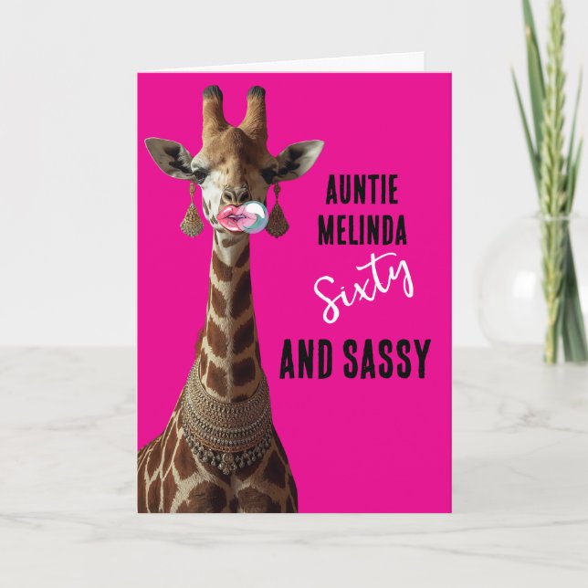 Glamorous Girraffe Sassy at 60 Birthday Card Karte (Vorderseite)