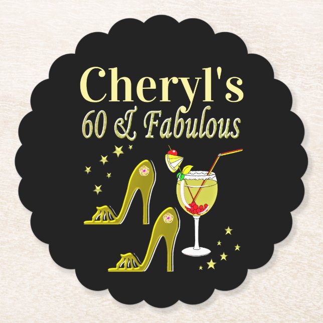 GLAMOROUS GOLD 60. GEBURTSTAG UNTERSETZER (Vorderseite)