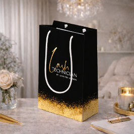 Glamorous Gold & Black Lash Tech Mittlere Geschenktüte