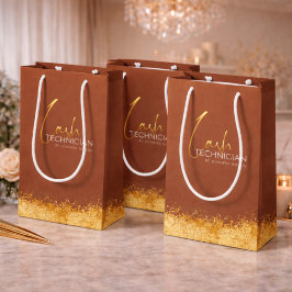 Glamorous Gold & Brown Lash Tech Mittlere Geschenktüte