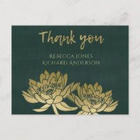 GLAMOROUS GOLD DARK GREEN LOTUS FLORAL DANKE