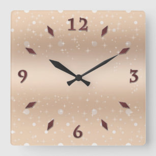 Glamorous gold metallic luster, gradient, stars quadratische wanduhr