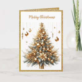 Glamorous Gold Sparkle Christmas Tree Feiertagskarte