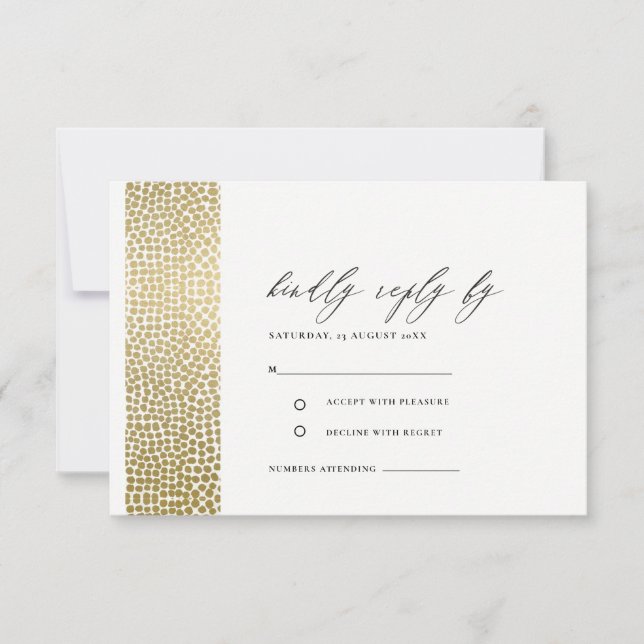 GLAMOROUS GOLD WHITE DOTS MOSAIC UAWG RSVP KARTE (Vorderseite)