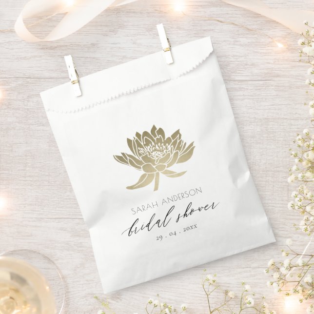 GLAMOROUS GOLD WHITE LOTUS FLORAL BRAUTPARTY GESCHENKTÜTCHEN (Ausgeschnitten)