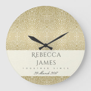 GLAMOROUS GOLD WHITE MOSAIC DOT SAVE THE DATE GIFT GROßE WANDUHR