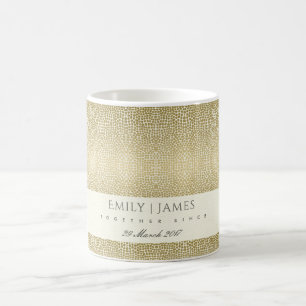GLAMOROUS GOLD WHITE MOSAIC DOT SAVE THE DATE GIFT TASSE
