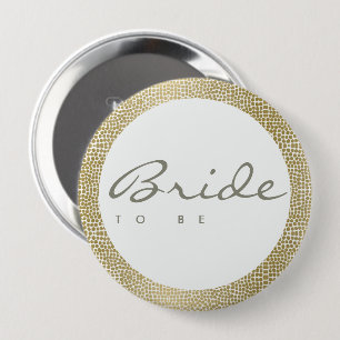 GLAMOROUS GOLD WHITE MOSAIC DOTS BRITS TO BE BUTTON