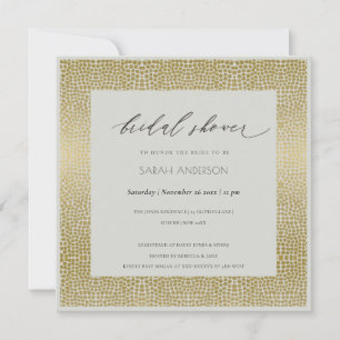 GLAMOROUS GREY GOLD DOTS MOSAIC BRIDAL SHOWER EINLADUNG