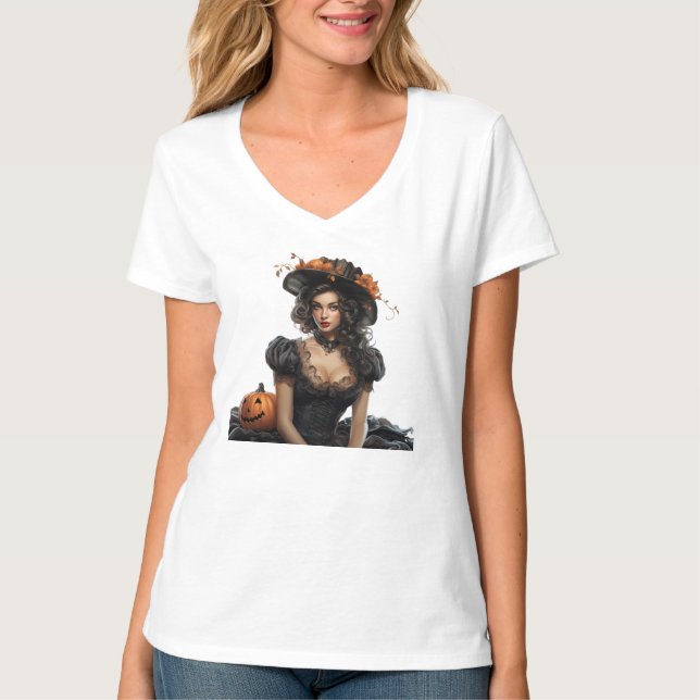 GLAMOROUS HALLOWEEN BUTTON UP MIRL T-Shirt (Vorderseite)